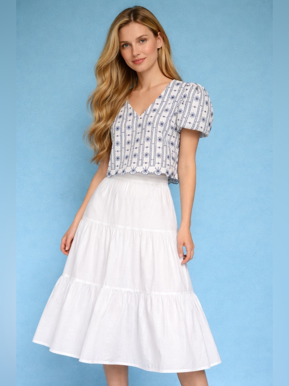Zara puff sleeves embroidery top bloggers fav